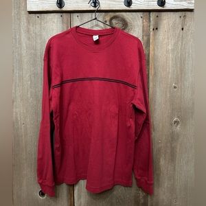 Y2K Gap Factory Store Long Sleeve Chest Stripe Tee in Red Size Large Men’s